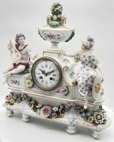 Fabulous Meissen Porcelain Figural Mantel clock – ca1850 Mantel Clock Antique Clocks 20