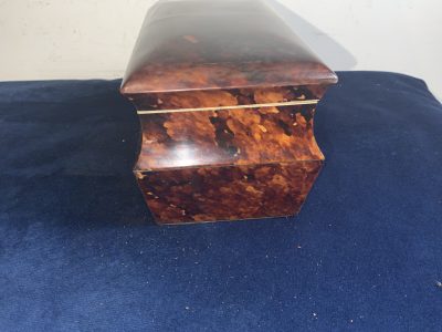 TORTOISE SHELL GEORGIAN  TEA CADDY Antique Boxes 6