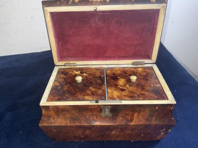 TORTOISE SHELL GEORGIAN  TEA CADDY Antique Boxes 13