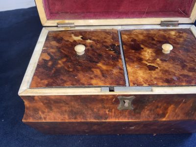 TORTOISE SHELL GEORGIAN  TEA CADDY Antique Boxes 14