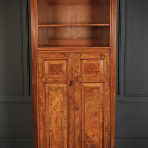 Rare Slim Burr Walnut Cupboard cupboard Antique Bookcases