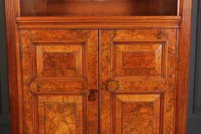 Rare Slim Burr Walnut Cupboard cupboard Antique Bookcases 7