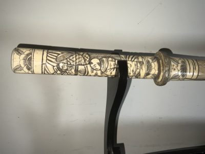 JAPANESE SWORD CARVED SAYA Antique Swords 10