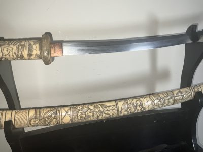 JAPANESE SWORD CARVED SAYA Antique Swords 16