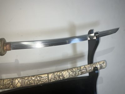 JAPANESE SWORD CARVED SAYA Antique Swords 21