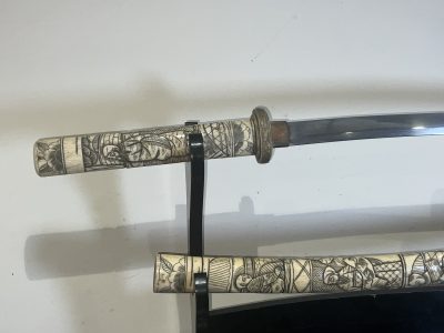 JAPANESE SWORD CARVED SAYA Antique Swords 23