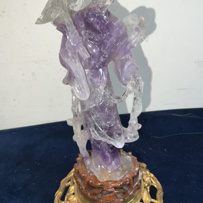 CHINESE CRYSTAL JADE & GILT FIGURE Antique Sculptures 5