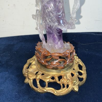 CHINESE CRYSTAL JADE & GILT FIGURE Antique Sculptures 6