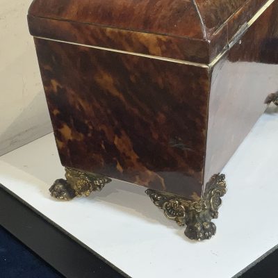 TORTOISE SHELL & BUELLE TEA CADDY Antique Boxes 8