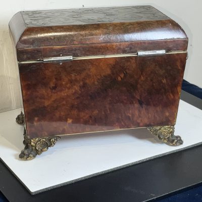 TORTOISE SHELL & BUELLE TEA CADDY Antique Boxes 10