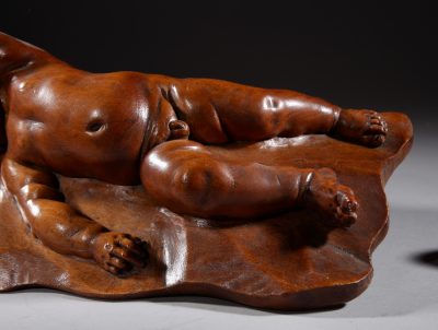 A Very Interesting Carved Fruitwood Sleeping Child Attributed To Laurent Delvaux  Gand 1696- Nivelles 1778. sculpture Antique Sculptures 7