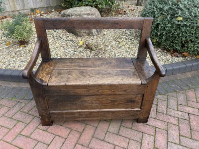 18th Century Oak Box Settle 18th century Antique Benches 3