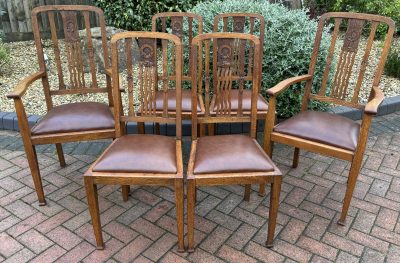 Set of Six Arts & Crafts Dining Chairs c1900 - Image 2