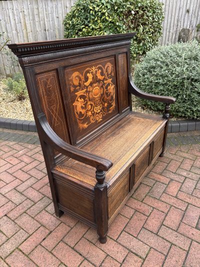 Arts & Crafts Settle by Shapland & Petter antique oak Antique Benches 4