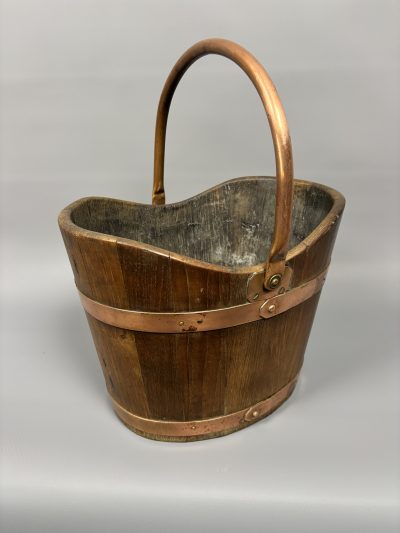 Arts & Crafts Coopered Oak Coal Bucket Arts & Crafts Antique Collectibles 3