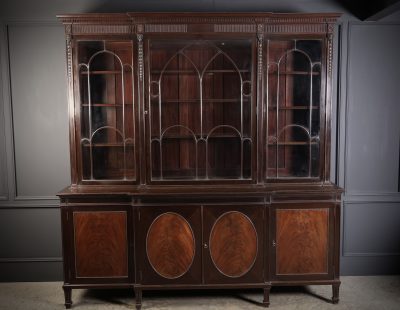 Large Mahogany Breakfront Glazed Bookcase Antique library bookcase Antique Bookcases 4