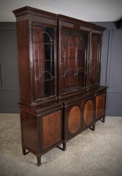 Large Mahogany Breakfront Glazed Bookcase Antique library bookcase Antique Bookcases 3