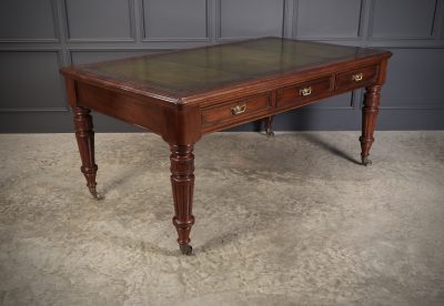 Large Victorian Mahogany Partners Writing Table by Maple & Co. antique writing desk Antique Desks 3