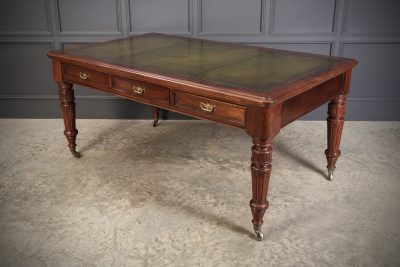 Large Victorian Mahogany Partners Writing Table by Maple & Co. antique writing desk Antique Desks 8