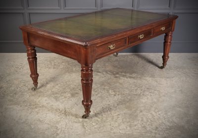 Large Victorian Mahogany Partners Writing Table by Maple & Co. antique writing desk Antique Desks 11