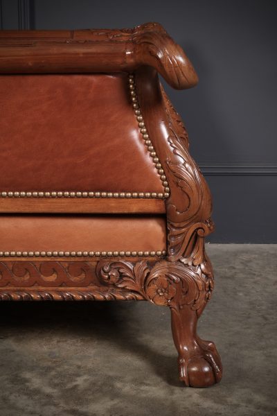 Magnificent Quality Mahogany & Leather Suite armchairs Antique Chairs 21