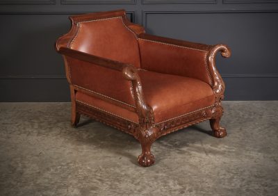 Magnificent Quality Mahogany & Leather Suite armchairs Antique Chairs 6