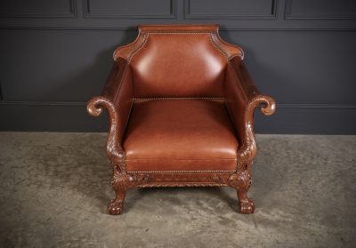 Magnificent Quality Mahogany & Leather Suite armchairs Antique Chairs 11