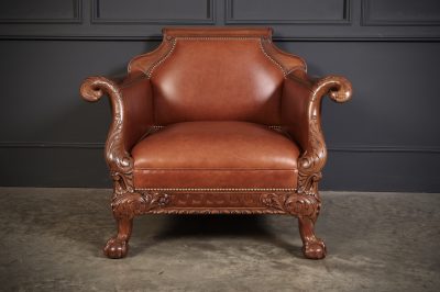 Magnificent Quality Mahogany & Leather Suite armchairs Antique Chairs 12