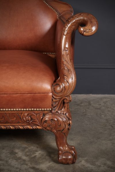 Magnificent Quality Mahogany & Leather Suite armchairs Antique Chairs 13