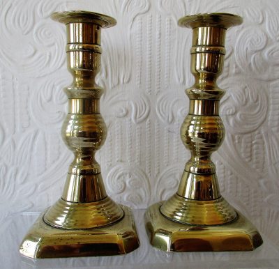 Pair of Antique English Victorian Brass Candlesticks Antique Lighting 3