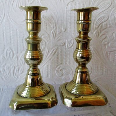 Pair of Antique English Victorian Brass Candlesticks Antique Lighting 4