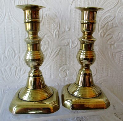 Pair of Antique English Victorian Brass Candlesticks Antique Lighting 5