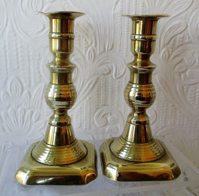 Pair of Antique English Victorian Brass Candlesticks Antique Lighting 6