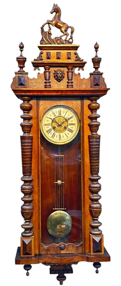 Fabulous Carved Walnut case Vienna regulator Wall clock – ca1900 vienna wall clock Antique Clocks 5