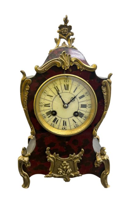 Exquisite Antique French Faux Tortoise shell & Ormolu Boulle Mantle Clock – circa 1890 French mantel clock Antique Clocks 8