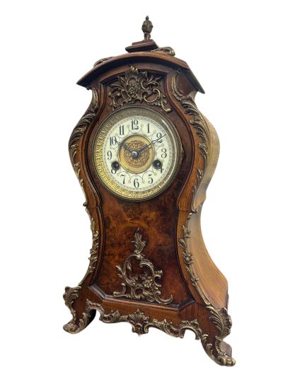 Superb Burr Walnut & Ormolu Boulle Clock – ca1880 Mantel Clock Antique Clocks 12