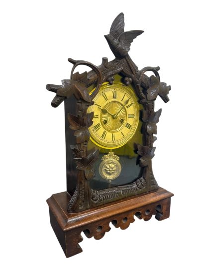 Fabulous carved Cuckoo Black Forest Mantel Clock – ca1890 Black forest Antique Clocks 11