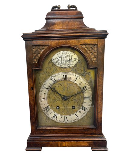 Stunning Burr Walnut case Caddy Top Bracket Clock – ca1890 Antique bracket clock Antique Clocks 13