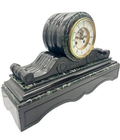 Fabulous Victorian Drum Head Slate & green marble Mantel Clock – ca1870 Mantel clocks Antique Clocks 17