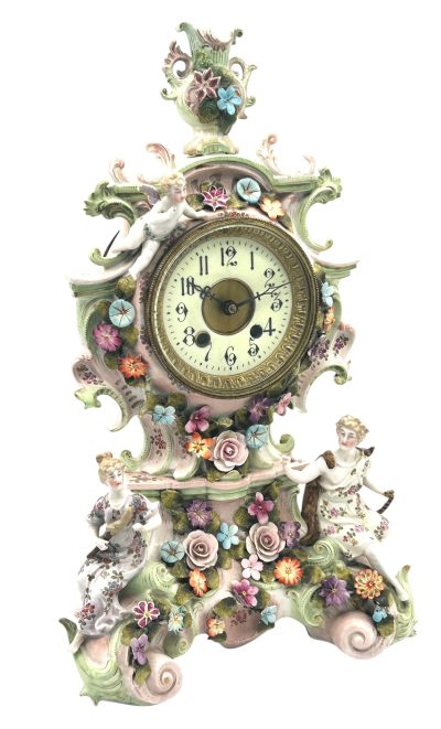 Fabulous Sitzendorf Porcelain Figural Mantel clock – ca1890 Mantel Clock Antique Clocks 13