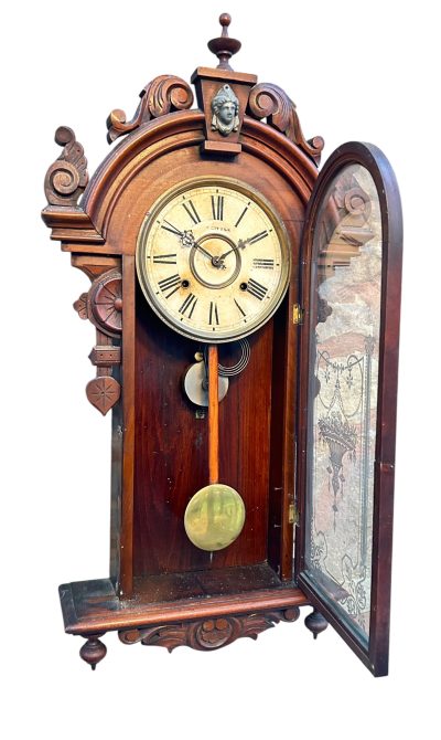 Fantastic American Drop Dial Mahogany case Wall clock – ca1890 - Image 10