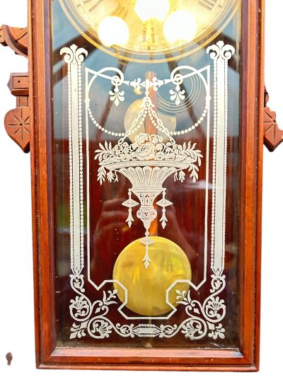 Fantastic American Drop Dial Mahogany case Wall clock – ca1890 - Image 11