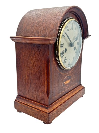 Charming Arched Top Oak case Mantel Clock – ca1900 Mantel Clock Antique Clocks 13