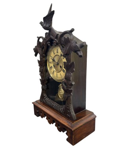 Fabulous carved Cuckoo Black Forest Mantel Clock – ca1890 Black forest Antique Clocks 8