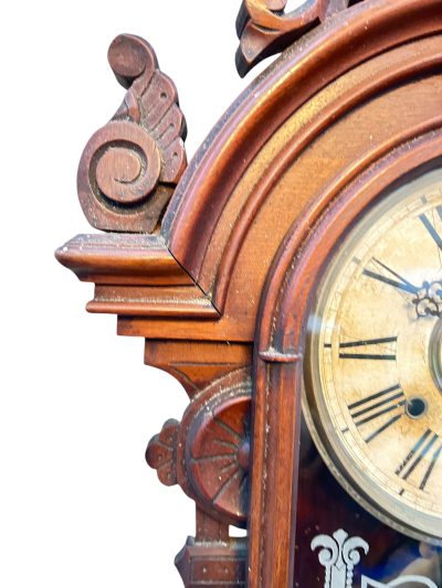 Fantastic American Drop Dial Mahogany case Wall clock – ca1890 - Image 12