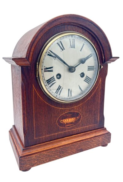 Charming Arched Top Oak case Mantel Clock – ca1900 Mantel Clock Antique Clocks 12