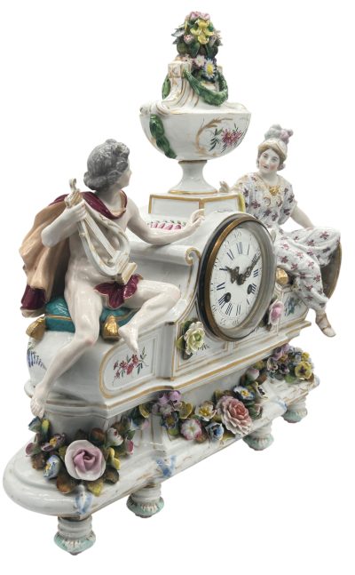 Fabulous Meissen Porcelain Figural Mantel clock – ca1850 Mantel Clock Antique Clocks 11