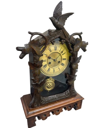 Fabulous carved Cuckoo Black Forest Mantel Clock – ca1890 Black forest Antique Clocks 9