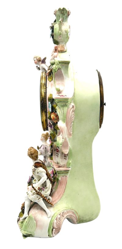 Fabulous Sitzendorf Porcelain Figural Mantel clock – ca1890 Mantel Clock Antique Clocks 12