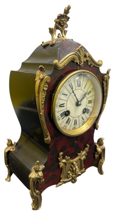 Exquisite Antique French Faux Tortoise shell & Ormolu Boulle Mantle Clock – circa 1890 French mantel clock Antique Clocks 6